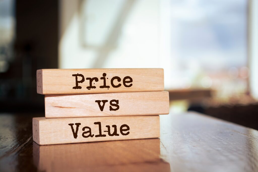 Blocks displaying price vs value